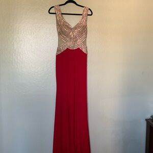 Custom made wedding top heavyweight beaded long sleeveless red dress
